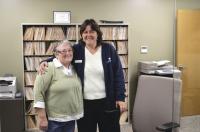 The Shorewell community Health Center welcomes their first patient, Debbie Griffin, pictured here with June Sunderland,receptionist at the new facility.