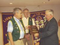 PID Tom and President Tim Cowan presenting Vergennes Lion Barry Aldinger with the Melvin Jones Award.