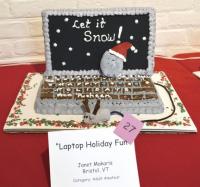 #27 “Laptop Holiday Fun” 
A high tech treat that will make you savor every “ginger byte.” This is a combination of Betty Crocker and Bill Gates.  The mouse is perfect.  Could that be Pac Man Santa?  Please e-mail me a taste of this creation at news@vvoice.org. Thanks Mike. Created by: Janet Makaris Bristol Vt. 
