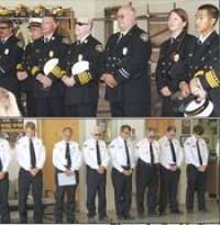 Standing together in service and commitment to each other, members of Vergennes, Charlotte and Ferrisburgh Fire Departments gathered to honor the dedication of new fire truck 616 to Bob Jenkins.
