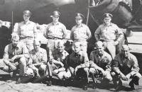 Flight crew photograph for B-17, My Prayer.  Roger Layn is the second from the left, standing in the back row.
