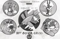 These are the insignias of the groups and men that Roger Layn served with and flew with. 91st Bomb Group (large in the center) and squadron (smaller ones on the outside) Insignias.
