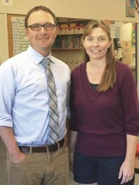 Matt DeBlois and VUES Teacher of the Year Melissa Haggett.