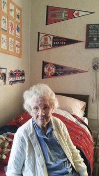 Sitting amongst her treasured Red Sox Memorabilia, Helen had to make sure the interview finished at a set time because she had sports to watch!
