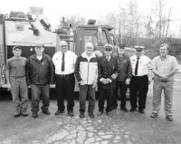 Present at the 50th Celebration were several of the original charter members of the New Haven Department. From L- R : Paul Bolduc, Rael Mayer, Les Champine, Julie Larrow, Jim Ford, Darwin Lee, John Palmer, and Peter Bolduc.