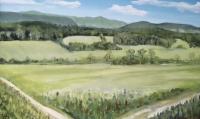 Painted by Peter Langrock, this is only one of the many beautiful views on the Moody Meadows Farm in New Haven.