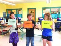 MUMS summer students learn key vocabulary for their Shark Tank Experience! 
