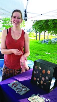Artist and crafts person Elin Joy brings her Metal Nomad made in Vermont jewelry to share with locals and  visitors alike.