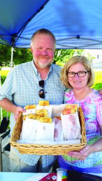 Vergennes Farmers Market Managers Chris & Sandy Reck not only organize the Vergennes market, but sell their own tasty Route 7  Pie Company summer treats. 