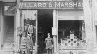 Cary's father Manley Marshall started out in business at this Whitehall, New York Store. He can be seen standing in front of the store proudly bearing his name.
