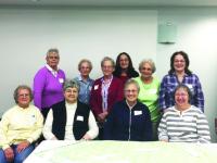 Back row: Wilma Dykema, Gazena Roorda, Suzanne Sawyer, Karen Taylor, Alice Munson, Pam Taylor.
Front row: Norene Lattrell, Jane Miller, Jean Bateson, Joy Minns. 
