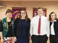 A night of great food and great speeches culminated with the awarding of prizes by the Vergennes Lions Club. Speak Out Contest Chair Kathy Cannon gave out checks to VUHS students Addie Brooks, Mason Charlebois and Peighton Duprey. Mason Charlebois was selected the local winner and will represent the Vergennes Club at the state contest in March.