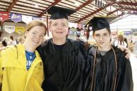 LtoR  Megan Fahey joins brother Sean and Ozias Peltier (MUHS Class of 2011), before the Middlebury Union High School Commencement this past Saturday.  Both gentlemen were ready for the big event and have every reason to be proud of their accomplishments during their time at MUHS.